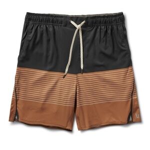 VUORI Trail Shorts Camel Stripe Size Small